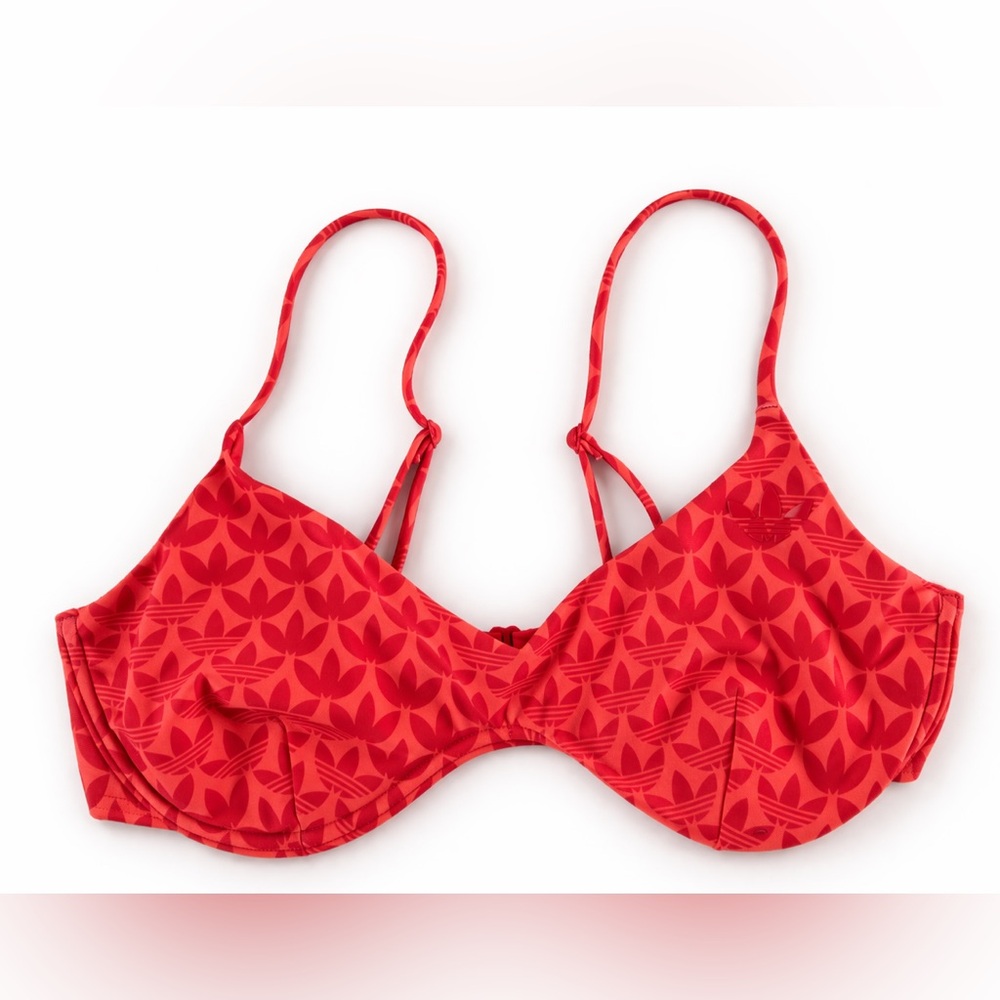 Adidas Originals Red Bikini Top Trefoil Print Y2K Sporty
